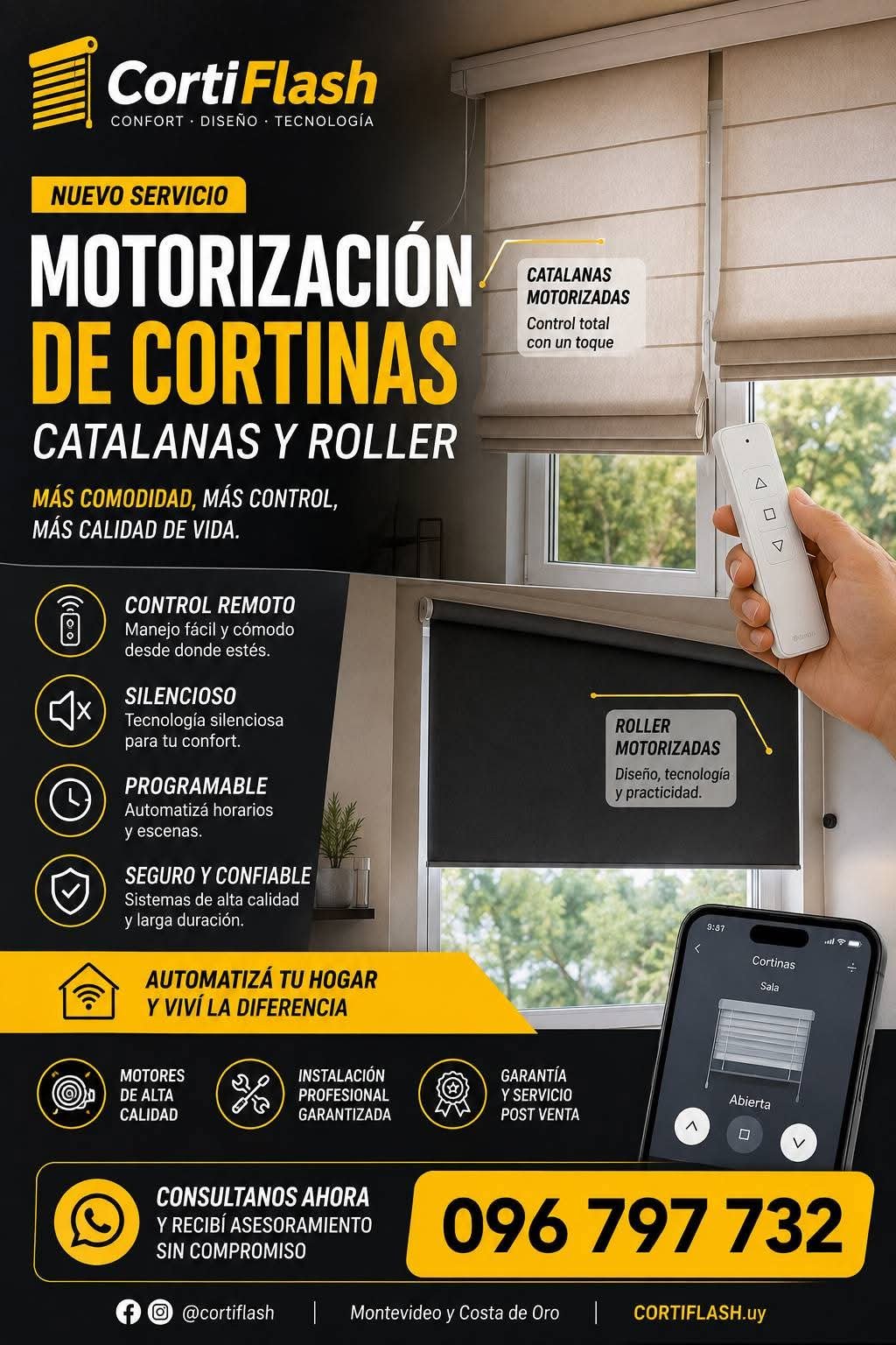 Información comercial sobre motorización de cortinas
